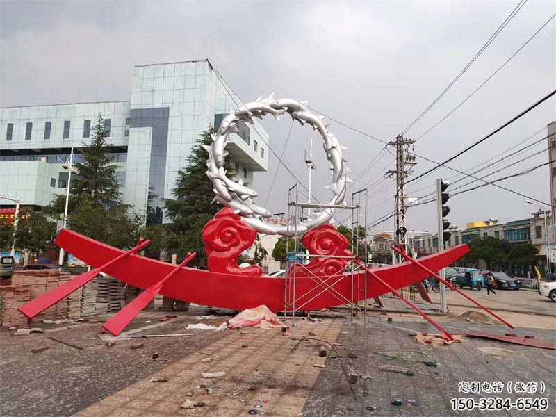 公園龍舟雕塑 鏡面公園劃槳雕塑 景觀競賽雕塑 公園龍舟雕塑 鏡面公園劃槳雕塑 景觀競賽雕塑