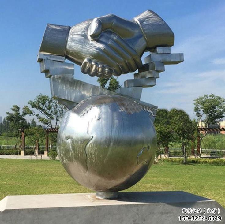 鏡面握手雕塑 烤漆大型誠信雕塑 彩繪雕塑 鏡面握手雕塑 烤漆大型誠信雕塑 彩繪雕塑