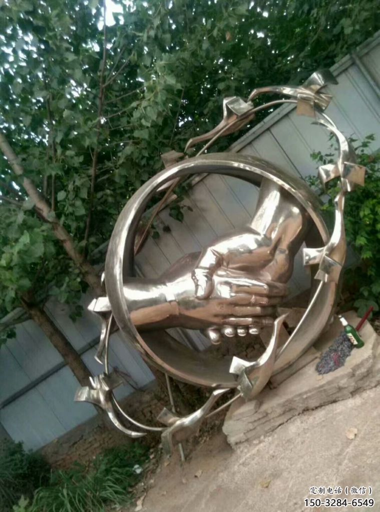 啞光握手雕塑 拉絲雕塑 步行街誠信雕塑 啞光握手雕塑 拉絲雕塑 步行街誠信雕塑