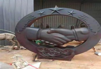 公園握手雕塑 鏡面公園雕塑 標(biāo)志誠信雕塑