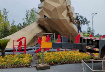 廣場握手雕塑 抽象雕塑 烤漆誠信雕塑