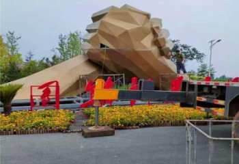 幾何握手雕塑 發(fā)光公園誠信雕塑 大門口雕塑