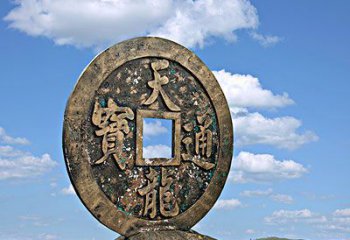 現代古幣雕塑 大型別墅區銅幣雕塑 彩繪雕塑