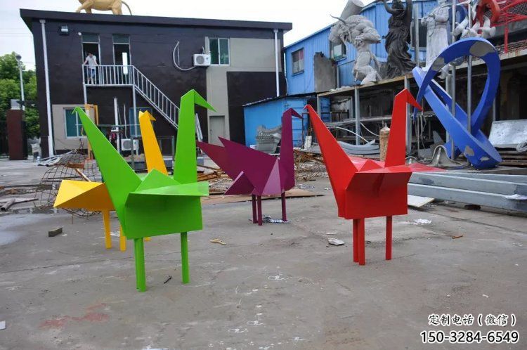 景觀千紙鶴雕塑 剪影折紙風格 商業街鶴鳥雕塑 景觀千紙鶴雕塑 剪影折紙風格 商業街鶴鳥雕塑