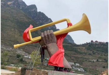 廣場(chǎng)沖鋒號(hào)雕塑 公園仿真雕塑 抽象擺件