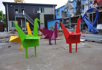 景觀千紙鶴雕塑 剪影折紙風格 商業街鶴鳥雕塑