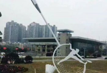 戶外球拍雕塑 噴漆網球拍雕塑 抽象體育雕塑