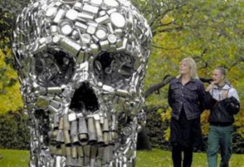 彩繪骷髏雕塑 電鍍現(xiàn)代鬼怪雕塑 公園骷髏頭雕塑