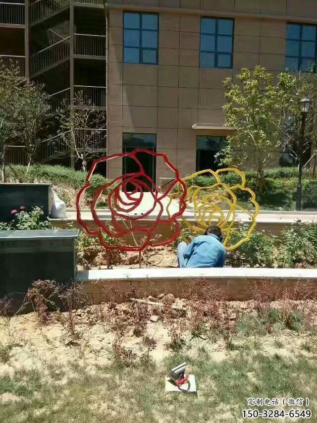 烤漆月季花雕塑 鋼管花卉雕塑 室內花朵雕塑 烤漆月季花雕塑 鋼管花卉雕塑 室內花朵雕塑