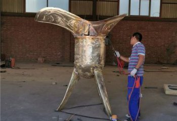 噴漆酒尊雕塑 中式村口酒尊杯雕塑 草地酒器雕塑