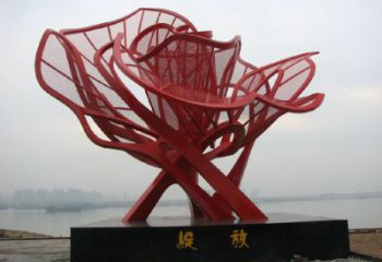 景觀月季花雕塑 烤漆大型花卉雕塑 酒店花朵雕塑