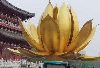仿真蓮花雕塑 電鍍現(xiàn)代水蓮花雕塑 部隊花卉雕塑