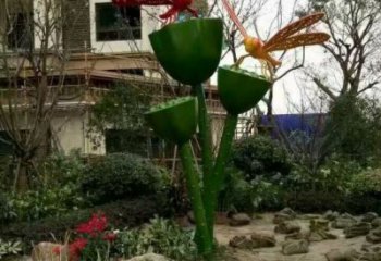 廣場(chǎng)蓮藕雕塑 抽象蓮科雕塑 烤漆雕塑