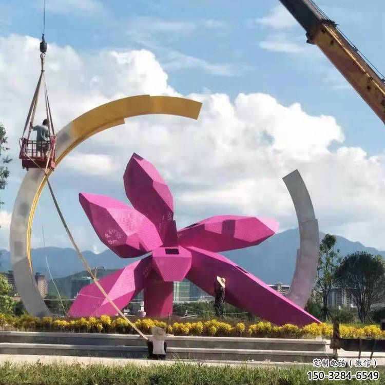 彩繪蘭花雕塑 電鍍現代玉蘭花雕塑 公園雕塑 彩繪蘭花雕塑 電鍍現代玉蘭花雕塑 公園雕塑
