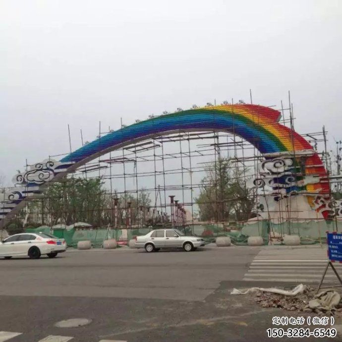 祥云大門雕塑，城市地標建筑，不銹鋼祥云大門雕塑