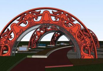 廣場拱門雕塑，烤漆工藝，不銹鋼景觀門頭雕塑