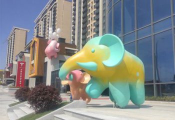 景觀大象雕塑優選，陸地擺件，藝術彩繪大象雕塑供應