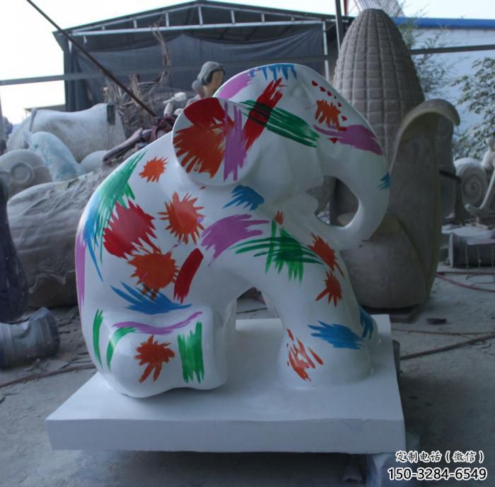 藝術大象雕塑，中式工藝，彩繪大象雕塑制作廠家