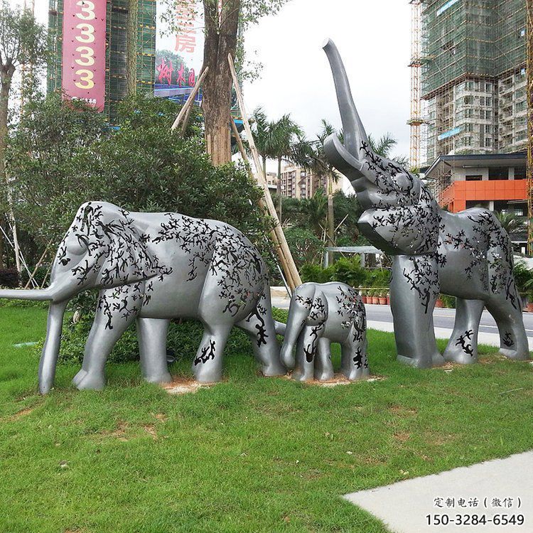 大象雕塑精品，白鋼構件，別墅卡通大象雕塑供求