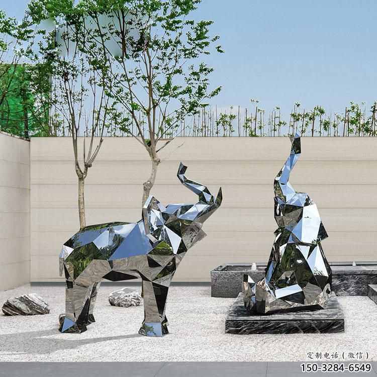 鏡面大象雕塑展品,亮面效果制作,切面大象雕塑精品 鏡面大象雕塑展品,亮面效果制作,切面大象雕塑精品