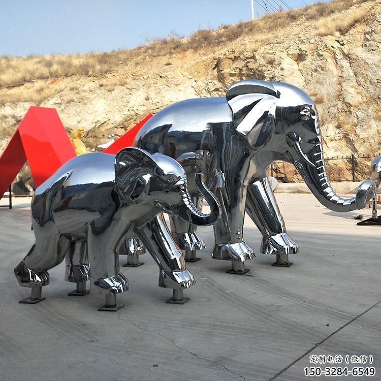 戶外大象雕塑廠家，動物景觀雕塑，不銹鋼動物雕塑生產