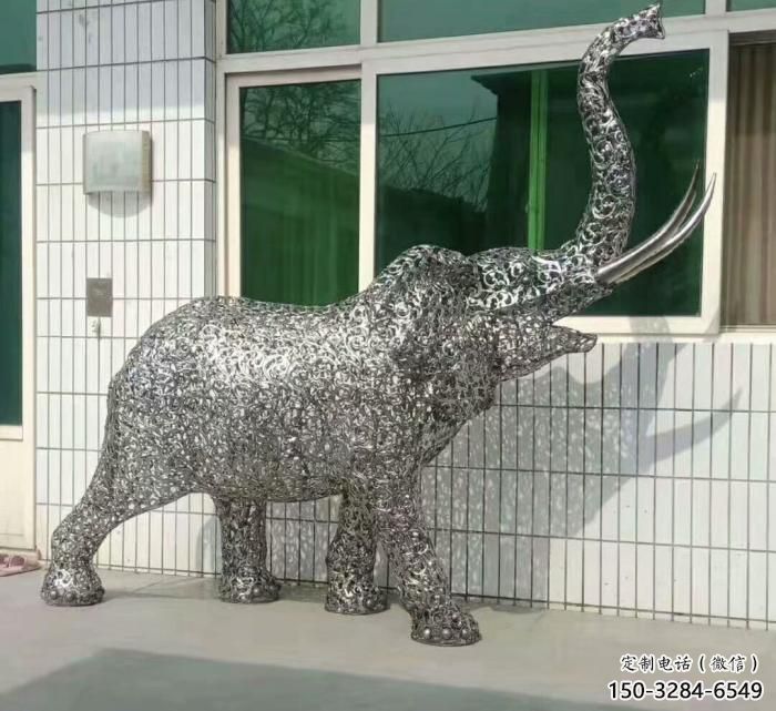 金屬大象雕塑選用，廣場雕塑，鏤空大象雕塑選用
