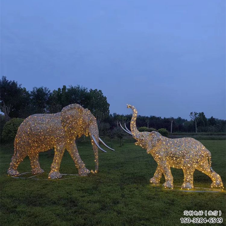 小品大象雕塑生產(chǎn)，燈光雕塑，各類(lèi)鏤空大象雕塑定制