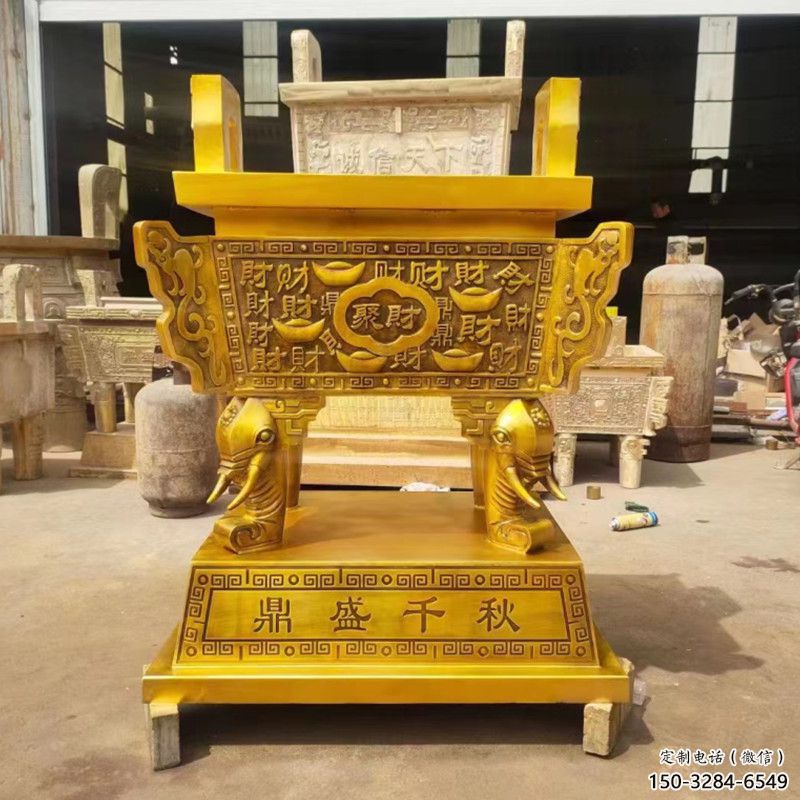 鎏金方鼎鼎盛千秋銅雕塑 鎏金方鼎鼎盛千秋銅雕塑