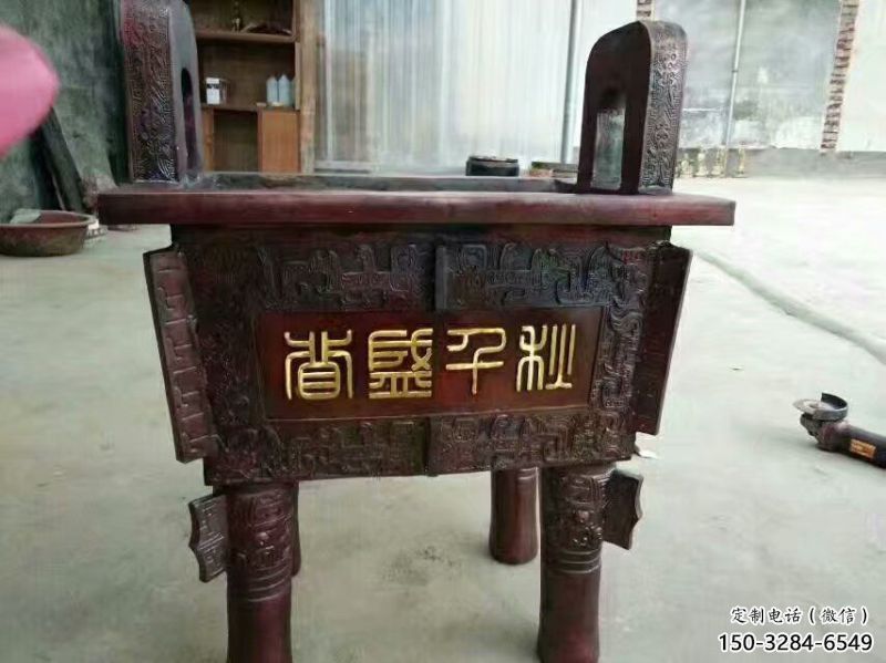 古銅色鼎盛千秋青銅鼎雕塑 古銅色鼎盛千秋青銅鼎雕塑