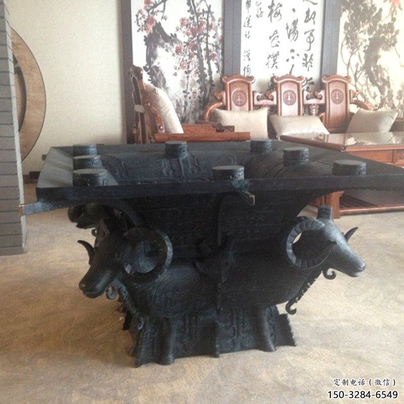 鑄銅四羊方尊紋路雕塑 鑄銅四羊方尊紋路雕塑