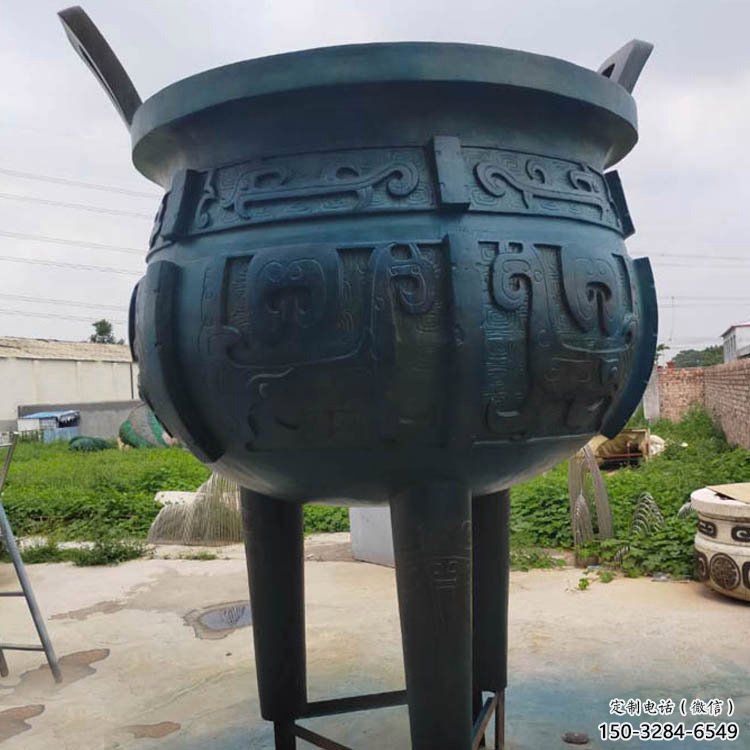 仿古三足圓鼎銅雕塑 仿古三足圓鼎銅雕塑