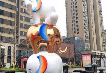 金屬大象雕塑承接，陸地擺件，廣場卡通大象雕塑制造商