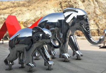 戶外大象雕塑廠家，動物景觀雕塑，不銹鋼動物雕塑生產(chǎn)