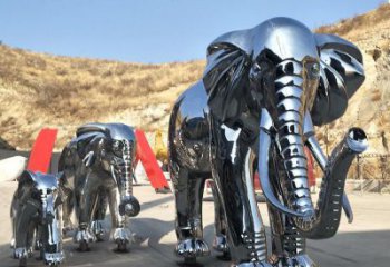 金屬大象雕塑廠家，動物景觀雕塑，不銹鋼動物雕塑提供