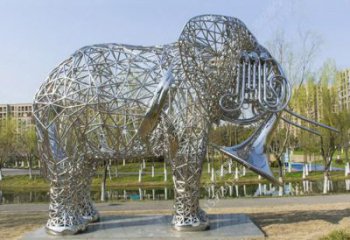 大象雕塑承接，動(dòng)物鏤空雕塑，鏤空大象雕塑定制