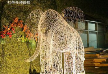 燈光大象雕塑定制，小區雕塑，鏤空大象雕塑提供