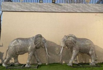 門(mén)口大象雕塑點(diǎn)擊，地標(biāo)擺件，鏤空大象雕塑承接