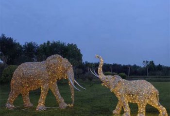 小品大象雕塑生產(chǎn)，燈光雕塑，各類鏤空大象雕塑定制