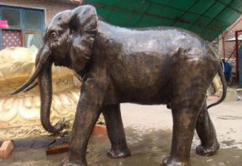 園林大象雕塑供應(yīng)，動(dòng)物雕塑，銅大象雕塑素材制造