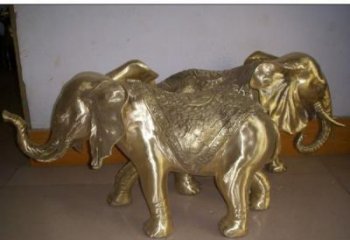 大象雕塑供應，圓雕體系，景觀黃銅大象雕塑制作