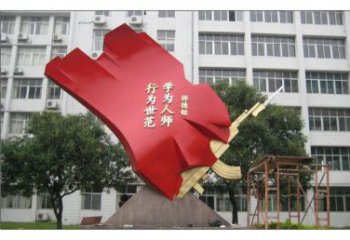 城市紅旗雕塑,烤漆黨建雕塑,古銅效果