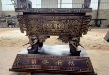 企業(yè)門口招財方鼎銅雕