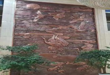 彩繪仙鶴浮雕通用,花園小品,廣場動物浮雕優價