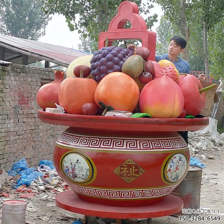 景觀果籃雕塑擺件優選，陸地擺件，園林藝術不銹鋼果籃雕塑供應