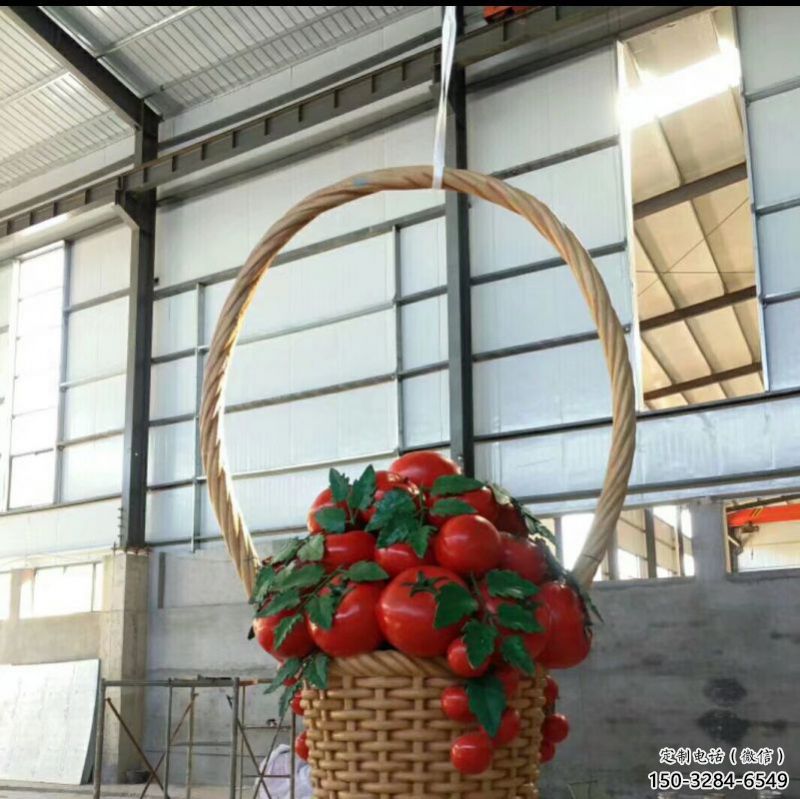 果籃雕塑制造商，城市雕塑，廣場番茄果籃雕塑觀賞型