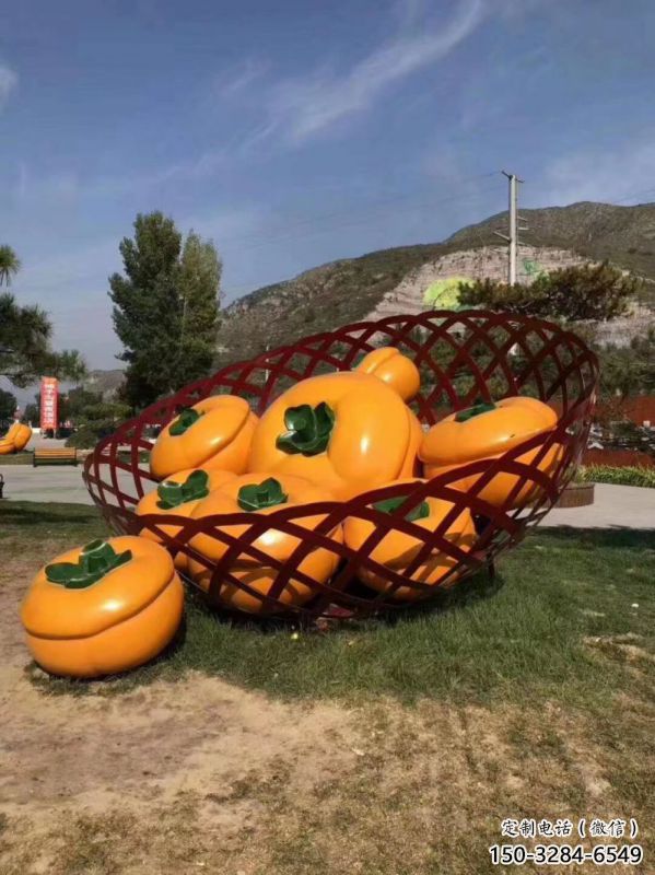 廣場景觀果籃雕塑供給,戶外雕塑,柿子果籃雕塑選用 廣場景觀果籃雕塑供給,戶外雕塑,柿子果籃雕塑選用