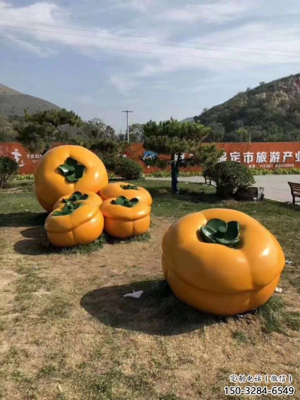 果籃雕塑供應，圓雕體系，景觀柿子果籃雕塑展品