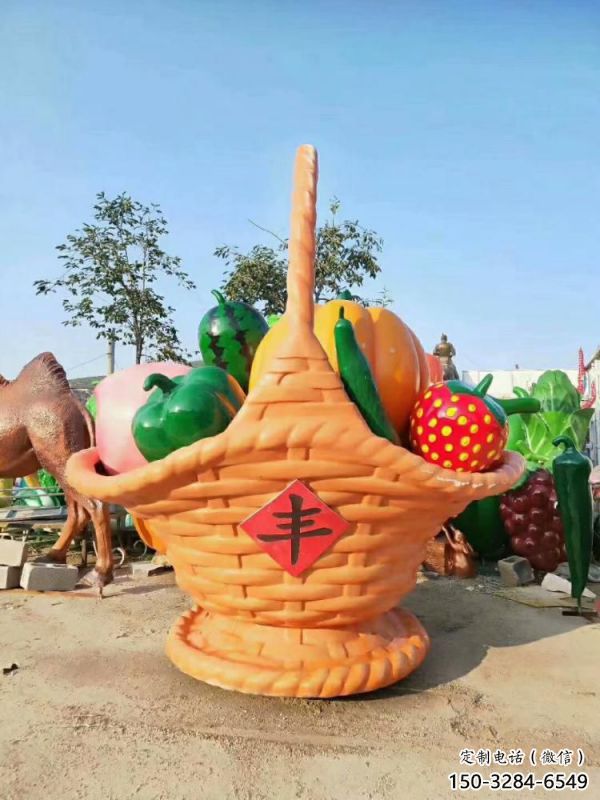 景觀果籃雕塑供需，美陳雕塑，景觀蔬菜果籃雕塑承接