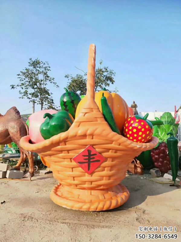 公園果籃雕塑訂做,街景小品,鴨梨果籃雕塑定制 公園果籃雕塑訂做,街景小品,鴨梨果籃雕塑定制