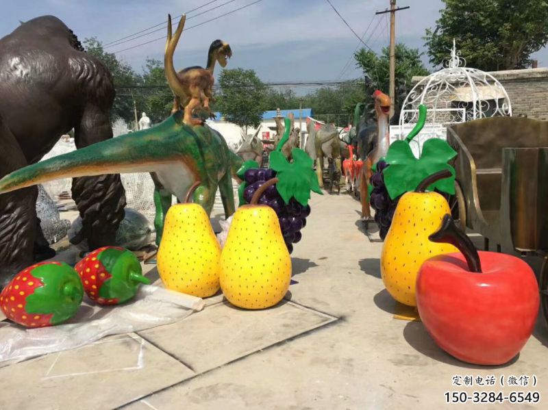 果籃雕塑專供,彩鋼制作,大型鴨梨果籃雕塑定做 果籃雕塑專供,彩鋼制作,大型鴨梨果籃雕塑定做